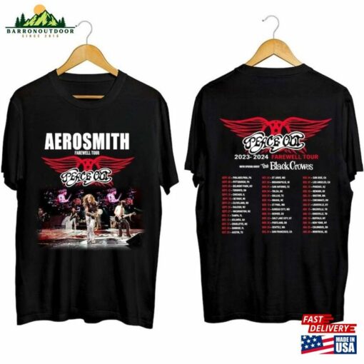 Aerosmith 2023 – 2024 Peace Out Farewell Tour With The Black Crowes Shirt Band Fan Classic Unisex