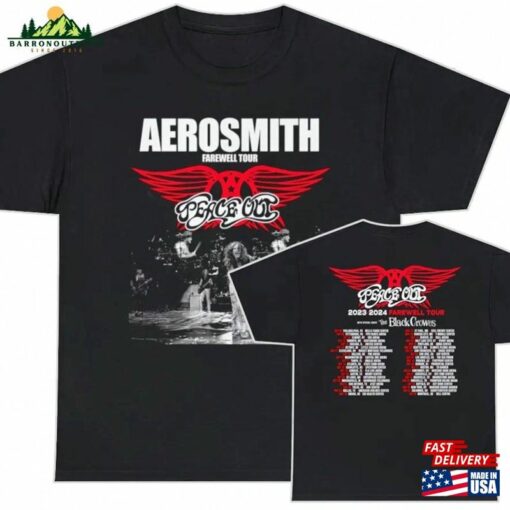 Aerosmith 2023 – 2024 Peace Out Farewell Tour With The Black Crowes Shirt Vintage Tee Hoodie Classic