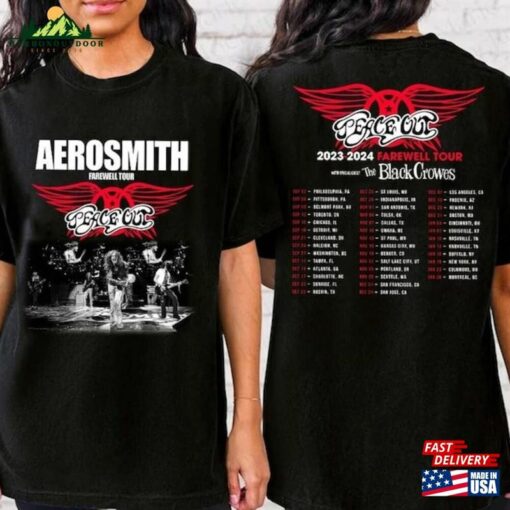 Aerosmith 2023 2024 Shirt Peace Out Farewell Tour With The Black Crowes Classic Hoodie