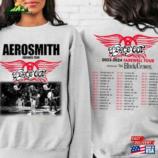 Aerosmith 2023 2024 Shirt Peace Out Farewell Tour With The Black Crowes Classic Hoodie