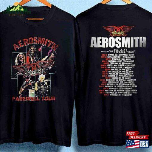 Aerosmith 2023 2024 Shirt Peace Out Farewell Tour With The Black Crowes Unisex Classic