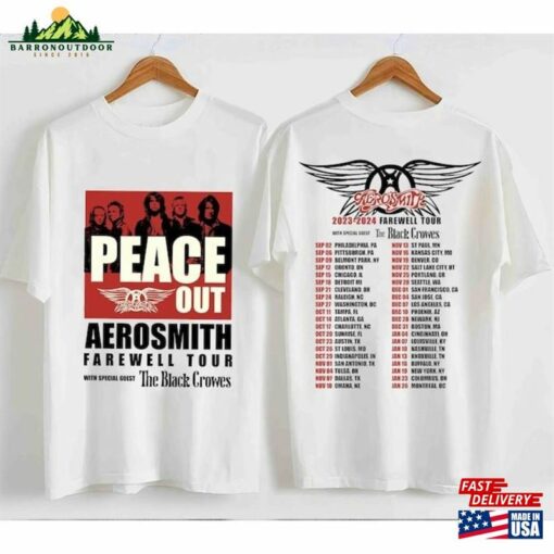 Aerosmith 2023 2024 T-Shirt Peace Out Farewell Tour With The Black Crowes Sweatshirt Hoodie