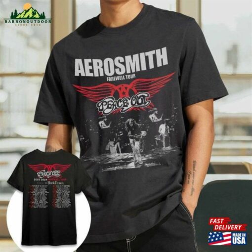 Aerosmith 2023 2024 Tour T-Shirt Peace Out Farewell With The Black Crowes Sweatshirt Hoodie