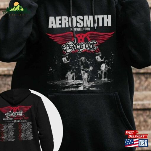 Aerosmith 2023 2024 Tour T-Shirt Peace Out Farewell With The Black Crowes Sweatshirt Hoodie