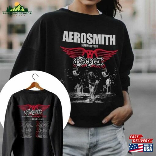 Aerosmith 2023 2024 Tour T-Shirt Peace Out Farewell With The Black Crowes Sweatshirt Hoodie