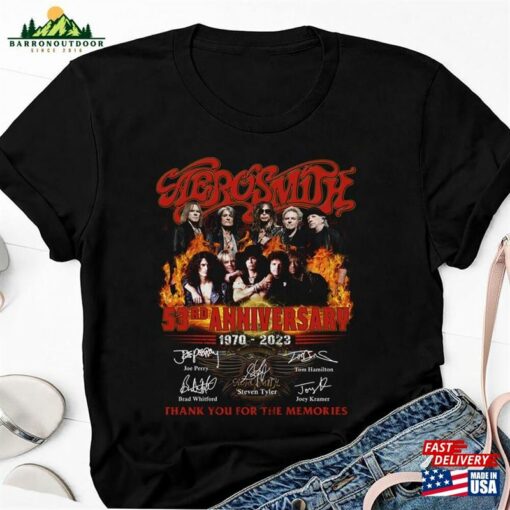 Aerosmith 53Rd Anniversary 1970 2023 Signatures T-Shirt Shirt Fan Gifts Unisex