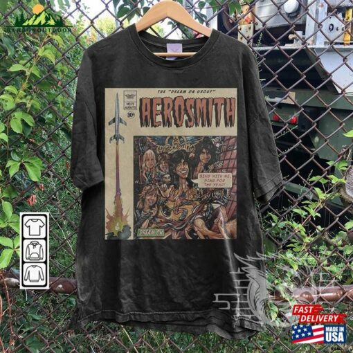 Aerosmith Comic Shirt 90S Vintage Merch Book Art Dream On Album World Tour Ticket 2023 Graphic Tee Gift For Fan V2 T-Shirt Hoodie