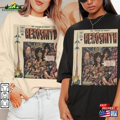 Aerosmith Comic Shirt 90S Vintage Merch Book Art Dream On Album World Tour Ticket 2023 Graphic Tee Gift For Fan V2 T-Shirt Hoodie