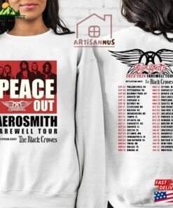 Aerosmith Farewell Tour 2023 Shirt Band Sweatshirt Peace Out With The Black Crowes Classic Hoodie