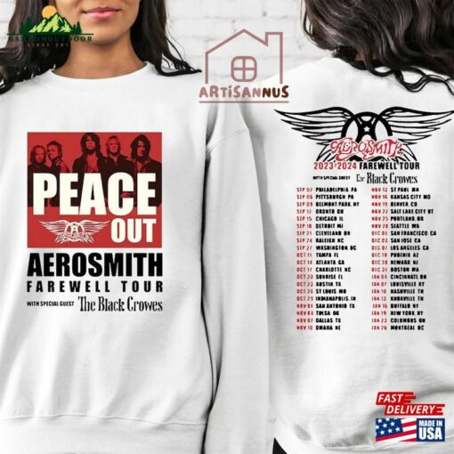 Aerosmith Farewell Tour 2023 Shirt Band Sweatshirt Peace Out With The Black Crowes Classic Hoodie