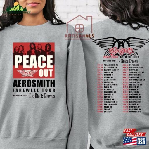 Aerosmith Farewell Tour 2023 Shirt Band Sweatshirt Peace Out With The Black Crowes Classic Hoodie