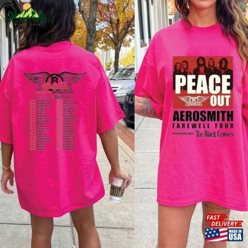 Aerosmith Farewell Tour 2023 Shirt Rock Band Concert Peace Out Hoodie Sweatshirt