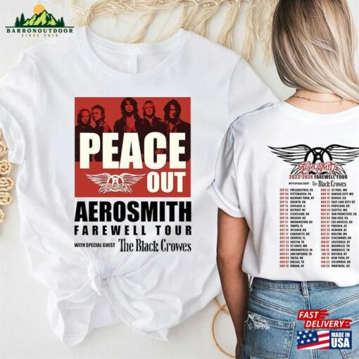 Aerosmith Farewell Tour 2023 Shirt Rock Band Concert Peace Out Hoodie Sweatshirt