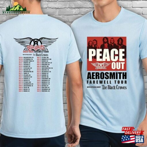 Aerosmith Farewell Tour 2023 Shirt Rock Band Concert Peace Out Hoodie Sweatshirt