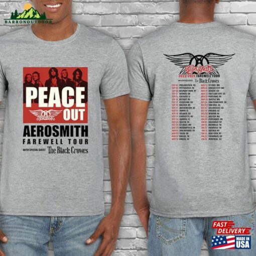 Aerosmith Farewell Tour 2023 Shirt Rock Band Concert Peace Out Hoodie Sweatshirt