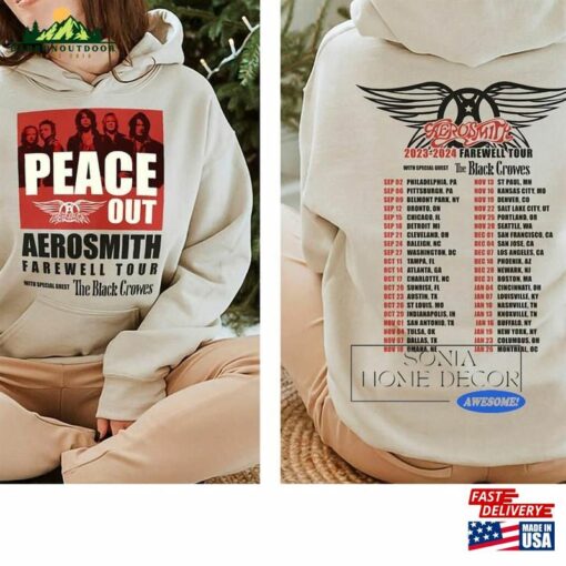 Aerosmith Peace Out Farewell Tour With The Black Crowes 2Sides Hoodie Band Fan Merch T-Shirt Unisex