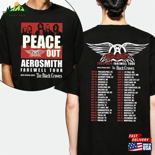 Aerosmith Peace Out Farewell Tour With The Black Crowes Shirt Band Fan T-Shirt Classic