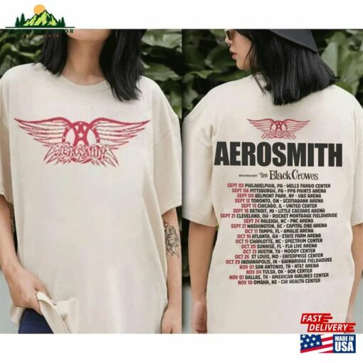 Aerosmith With The Black Crowes Tour 2 Sides Sweatshirt Farewell Rock N Roll 2023 Shirt Vintage Band Concert Classic T-Shirt