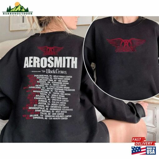 Aerosmith With The Black Crowes Tour 2 Sides Sweatshirt Farewell Rock N Roll 2023 Shirt Vintage Band Concert Classic T-Shirt