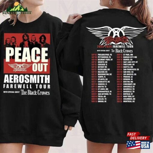 Aerosmith With The Black Crowes Tour 2023 2 Sides Sweatshirt Farewell Rock N Roll Shirt Vintage Band Concert Classic