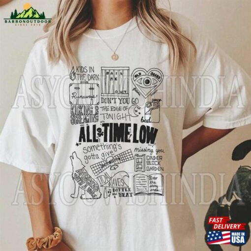 All Time Low Song Doodler T-Shirt Rock Band Shirt Unisex