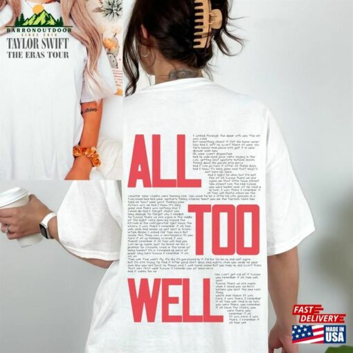 All Too Well Ts Eras Tour 2023 Tee Shirt Tshirt Swiftie Fan T-Shirt Unisex