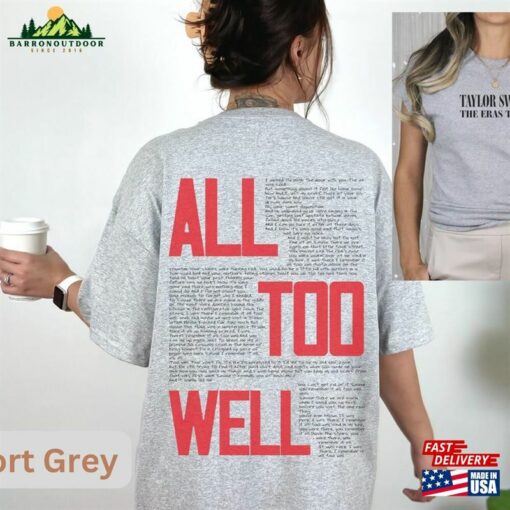 All Too Well Ts Eras Tour 2023 Tee Shirt Tshirt Swiftie Fan T-Shirt Unisex