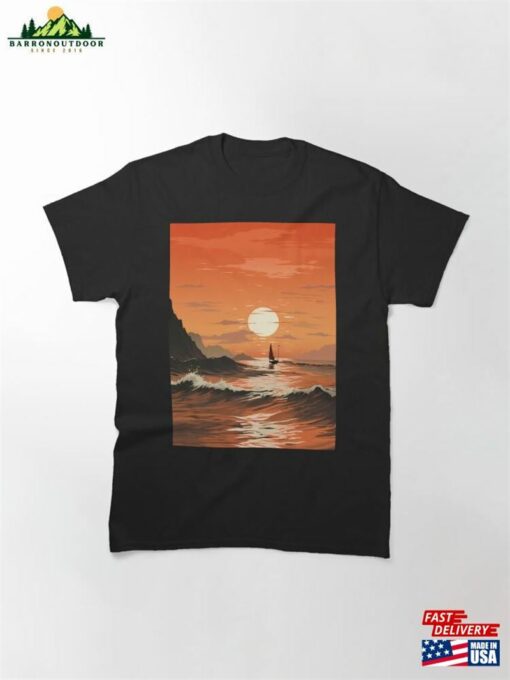 Amber Twilight Sailing Solitude Classic T-Shirt Unisex