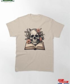 An Open Book With Pink Flowers And Enormous Skull Classic T-Shirt Sweatshirt