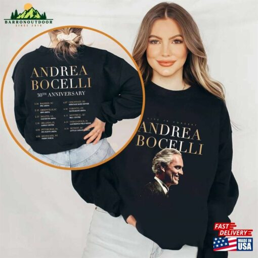 Andrea Bocelli 2024 Tour Shirt 30Th Anniversary Fan Unisex Hoodie