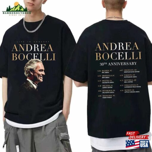 Andrea Bocelli 2024 Tour Shirt 30Th Anniversary Fan Unisex Hoodie