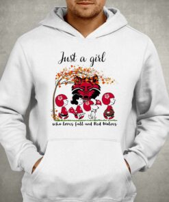 Just A Woman Who Loves Fall And Arkansas State Red Wolves Peanuts Cartoon T-shirt 2 Just A Woman Who Loves Fall And Arkansas State Red Wolves Peanuts Cartoon T shirt 3