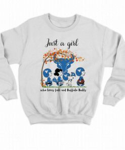 Just A Woman Who Loves Fall And Buffalo Bulls Peanuts Cartoon T shirt 4