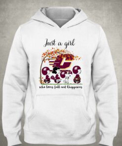 Just A Woman Who Loves Fall And Central Michigan Chippewas Peanuts Cartoon T shirt 3