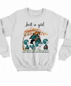 Just A Woman Who Loves Fall And Coastal Carolina Chanticleers Peanuts Cartoon T shirt 4