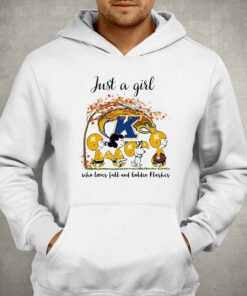 Just A Woman Who Loves Fall And Kent State Golden Flashes Peanuts Cartoon T shirt 3