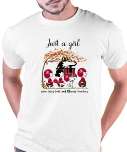 Just A Woman Who Loves Fall And Northern Illinois Huskies Peanuts Cartoon T-shirt