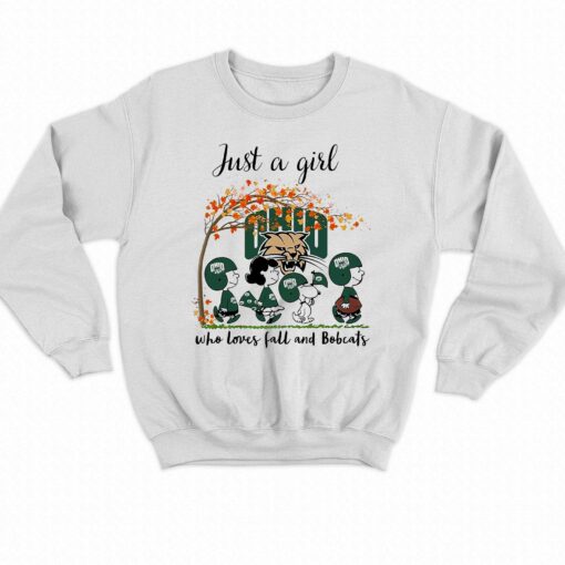 Just A Woman Who Loves Fall And Ohio Bobcats Peanuts Cartoon T-shirt