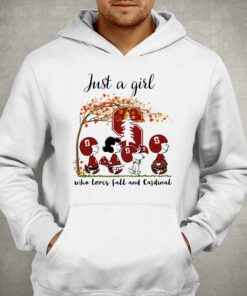 Just A Woman Who Loves Fall And Stanford Cardinal Peanuts Cartoon T shirt 3
