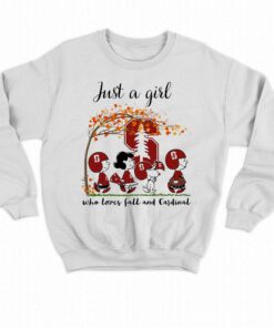 Just A Woman Who Loves Fall And Stanford Cardinal Peanuts Cartoon T shirt 4