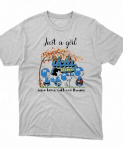 Just A Woman Who Loves Fall And Ucla Bruins Peanuts Cartoon T-shirt