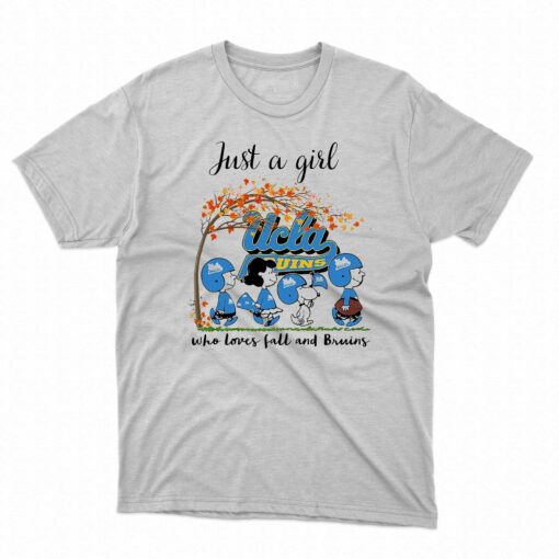 Just A Woman Who Loves Fall And Ucla Bruins Peanuts Cartoon T-shirt