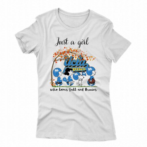 Just A Woman Who Loves Fall And Ucla Bruins Peanuts Cartoon T-shirt