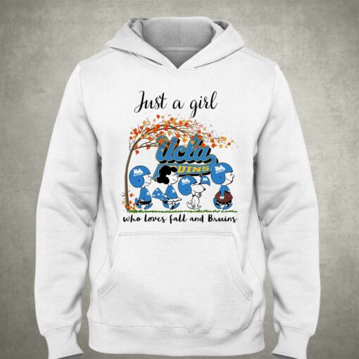 Just A Woman Who Loves Fall And Ucla Bruins Peanuts Cartoon T-shirt