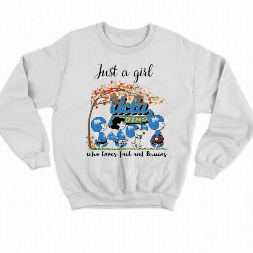 Just A Woman Who Loves Fall And Ucla Bruins Peanuts Cartoon T-shirt