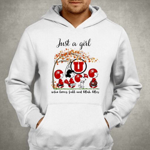 Just A Woman Who Loves Fall And Utah Utes Peanuts Cartoon T-shirt