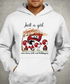 Just A Woman Who Loves Fall And Western Kentucky Hilltoppers Peanuts Cartoon T-shirt 2 Just A Woman Who Loves Fall And Western Kentucky Hilltoppers Peanuts Cartoon T shirt 3