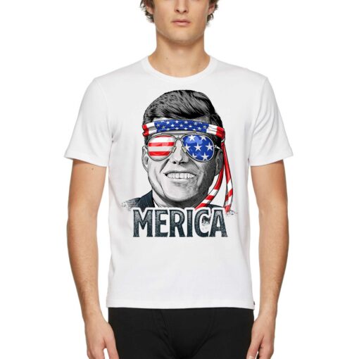 Kennedy Merica 4th Of July President Jfk Men American Flag T-shirt