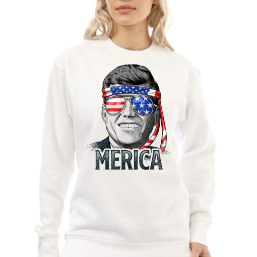 Kennedy Merica 4th Of July President Jfk Men American Flag T-shirt