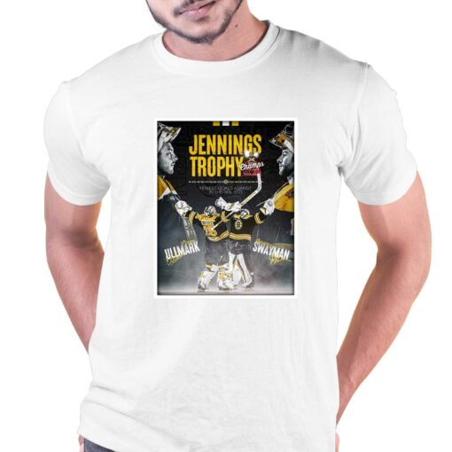 Linus Ullmark And Jeremy Swayman Boston Hockey Jennings Trophy Champs Shirt